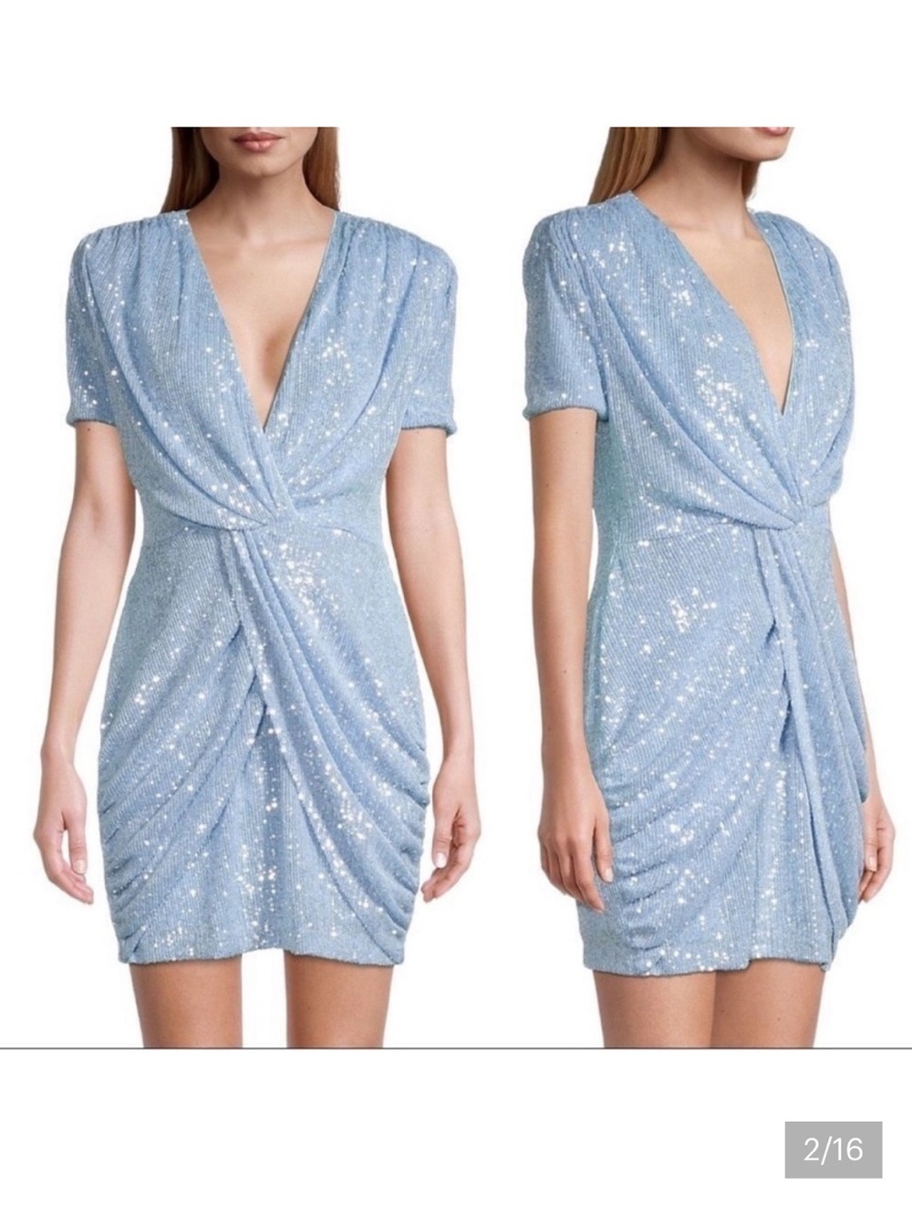 ONE33 SOCIAL Draped Sequin Embellished Minidress Size 6